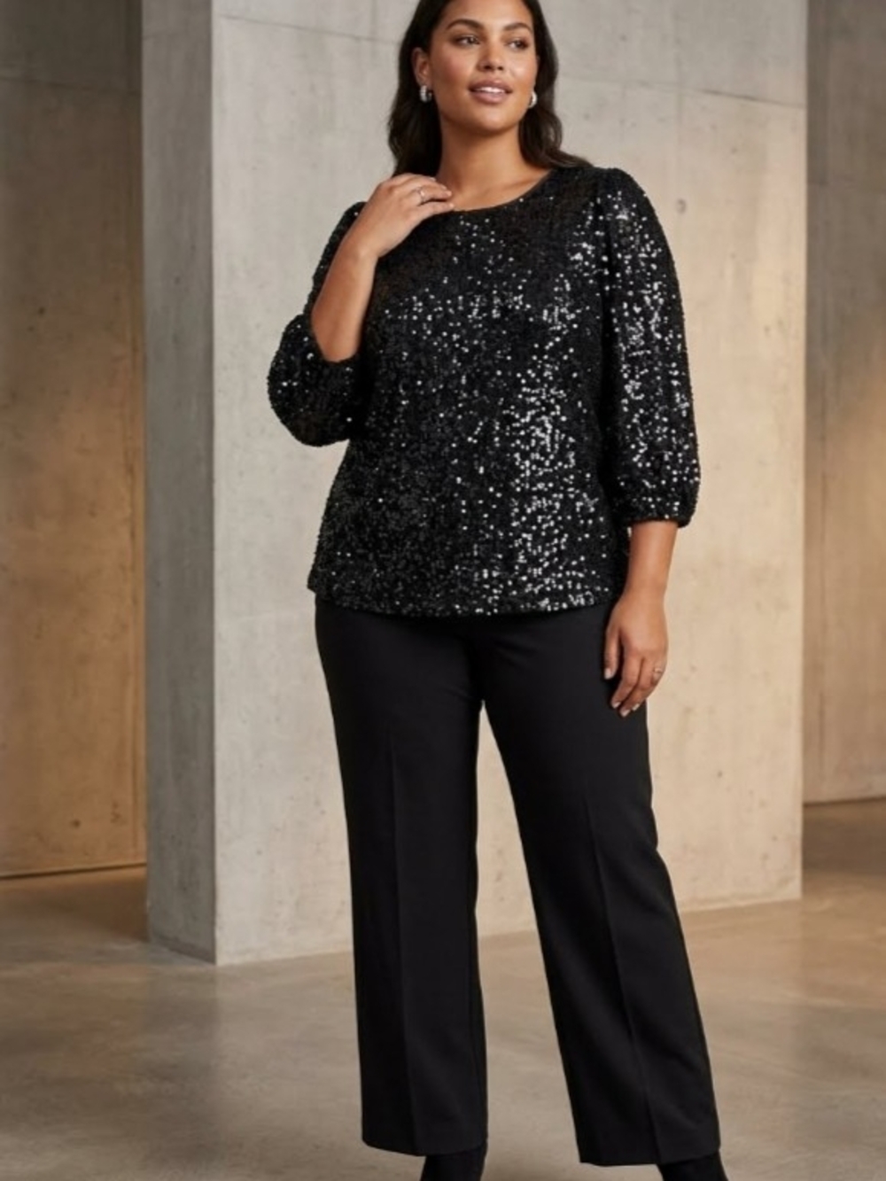 Cable & Gauge Black Sequin Top New Without Tag Size 2X